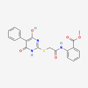 molecular formula C20H17N3O5S B4855580 METHYL 2-({2-[(4-HYDROXY-6-OXO-5-PHENYL-1,6-DIHYDRO-2-PYRIMIDINYL)SULFANYL]ACETYL}AMINO)BENZOATE 