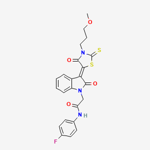molecular formula C23H20FN3O4S2 B4855589 N-(4-fluorophenyl)-2-{(3Z)-3-[3-(3-methoxypropyl)-4-oxo-2-thioxo-1,3-thiazolidin-5-ylidene]-2-oxo-2,3-dihydro-1H-indol-1-yl}acetamide 