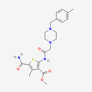 molecular formula C22H28N4O4S B4855593 METHYL 5-CARBAMOYL-4-METHYL-2-(2-{4-[(4-METHYLPHENYL)METHYL]PIPERAZIN-1-YL}ACETAMIDO)THIOPHENE-3-CARBOXYLATE 