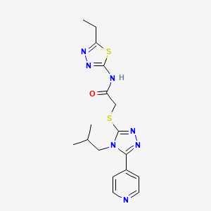 molecular formula C17H21N7OS2 B4855630 N-(5-ethyl-1,3,4-thiadiazol-2-yl)-2-{[4-(2-methylpropyl)-5-(pyridin-4-yl)-4H-1,2,4-triazol-3-yl]sulfanyl}acetamide 