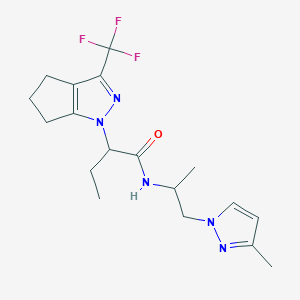 molecular formula C18H24F3N5O B4855664 N~1~-[1-METHYL-2-(3-METHYL-1H-PYRAZOL-1-YL)ETHYL]-2-[3-(TRIFLUOROMETHYL)-5,6-DIHYDROCYCLOPENTA[C]PYRAZOL-1(4H)-YL]BUTANAMIDE 
