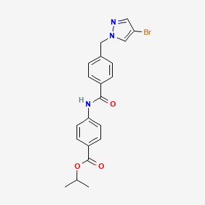 molecular formula C21H20BrN3O3 B4855694 PROPAN-2-YL 4-{4-[(4-BROMO-1H-PYRAZOL-1-YL)METHYL]BENZAMIDO}BENZOATE 