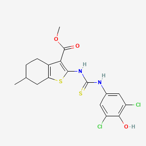 molecular formula C18H18Cl2N2O3S2 B4855974 Methyl 2-{[(3,5-dichloro-4-hydroxyphenyl)carbamothioyl]amino}-6-methyl-4,5,6,7-tetrahydro-1-benzothiophene-3-carboxylate 