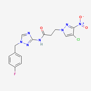 molecular formula C15H13ClFN7O3 B4856045 3-(4-CHLORO-3-NITRO-1H-PYRAZOL-1-YL)-N~1~-[1-(4-FLUOROBENZYL)-1H-1,2,4-TRIAZOL-3-YL]PROPANAMIDE 
