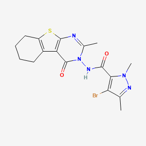 molecular formula C17H18BrN5O2S B4856285 4-BROMO-1,3-DIMETHYL-N-[2-METHYL-4-OXO-5,6,7,8-TETRAHYDRO[1]BENZOTHIENO[2,3-D]PYRIMIDIN-3(4H)-YL]-1H-PYRAZOLE-5-CARBOXAMIDE 