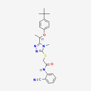 molecular formula C24H27N5O2S B4856365 N-(2-CYANOPHENYL)-2-[(4-METHYL-5-{1-[4-(2-METHYL-2-PROPANYL)PHENOXY]ETHYL}-4H-1,2,4-TRIAZOL-3-YL)SULFANYL]ACETAMIDE 