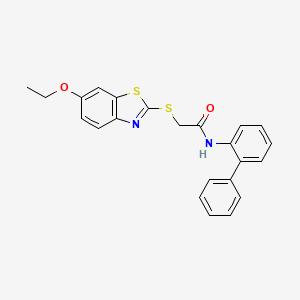 molecular formula C23H20N2O2S2 B4856390 N-{[1,1'-BIPHENYL]-2-YL}-2-[(6-ETHOXY-1,3-BENZOTHIAZOL-2-YL)SULFANYL]ACETAMIDE 