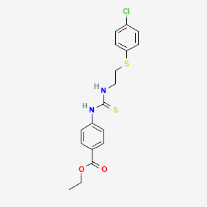 molecular formula C18H19ClN2O2S2 B4856554 Ethyl 4-[({2-[(4-chlorophenyl)sulfanyl]ethyl}carbamothioyl)amino]benzoate 