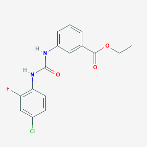 molecular formula C16H14ClFN2O3 B4856573 ETHYL 3-{[(4-CHLORO-2-FLUOROANILINO)CARBONYL]AMINO}BENZOATE 