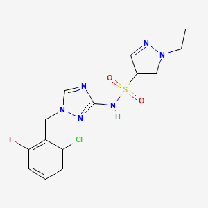 molecular formula C14H14ClFN6O2S B4856644 N~4~-[1-(2-CHLORO-6-FLUOROBENZYL)-1H-1,2,4-TRIAZOL-3-YL]-1-ETHYL-1H-PYRAZOLE-4-SULFONAMIDE 