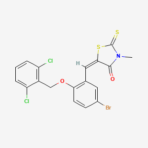 molecular formula C18H12BrCl2NO2S2 B4856883 (5E)-5-[[5-bromo-2-[(2,6-dichlorophenyl)methoxy]phenyl]methylidene]-3-methyl-2-sulfanylidene-1,3-thiazolidin-4-one 