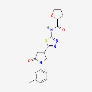 molecular formula C18H20N4O3S B4856989 N-{5-[1-(3-methylphenyl)-5-oxopyrrolidin-3-yl]-1,3,4-thiadiazol-2-yl}tetrahydrofuran-2-carboxamide 