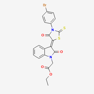molecular formula C21H15BrN2O4S2 B4857083 ethyl {(3Z)-3-[3-(4-bromophenyl)-4-oxo-2-thioxo-1,3-thiazolidin-5-ylidene]-2-oxo-2,3-dihydro-1H-indol-1-yl}acetate 