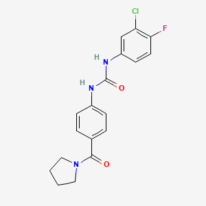 molecular formula C18H17ClFN3O2 B4857089 N-(3-chloro-4-fluorophenyl)-N'-[4-(1-pyrrolidinylcarbonyl)phenyl]urea 