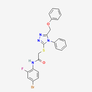 molecular formula C23H18BrFN4O2S B4857272 N-(4-bromo-2-fluorophenyl)-2-{[5-(phenoxymethyl)-4-phenyl-4H-1,2,4-triazol-3-yl]sulfanyl}acetamide 