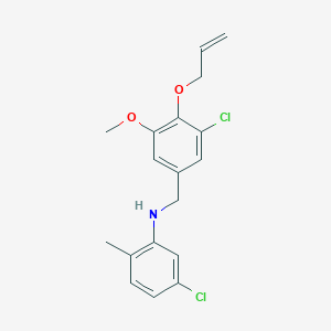 molecular formula C18H19Cl2NO2 B4857280 N-[4-(allyloxy)-3-chloro-5-methoxybenzyl]-5-chloro-2-methylaniline 