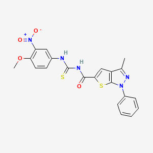 molecular formula C21H17N5O4S2 B4857299 N-[(4-methoxy-3-nitrophenyl)carbamothioyl]-3-methyl-1-phenylthieno[2,3-c]pyrazole-5-carboxamide 