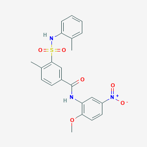 molecular formula C22H21N3O6S B4857359 N-(2-methoxy-5-nitrophenyl)-4-methyl-3-{[(2-methylphenyl)amino]sulfonyl}benzamide 