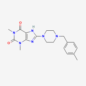 molecular formula C19H24N6O2 B4857494 1,3-dimethyl-8-[4-(4-methylbenzyl)piperazin-1-yl]-3,7-dihydro-1H-purine-2,6-dione 