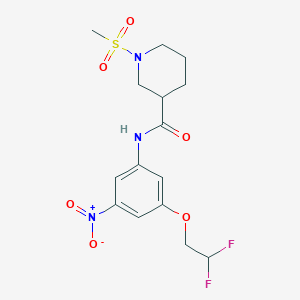 molecular formula C15H19F2N3O6S B4857543 N~3~-[3-(2,2-DIFLUOROETHOXY)-5-NITROPHENYL]-1-(METHYLSULFONYL)-3-PIPERIDINECARBOXAMIDE 