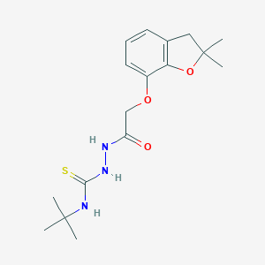 molecular formula C17H25N3O3S B485776 N-[(tert-butylcarbamothioyl)amino]-2-[(2,2-dimethyl-2,3-dihydro-1-benzofuran-7-yl)oxy]acetamide CAS No. 497060-79-4