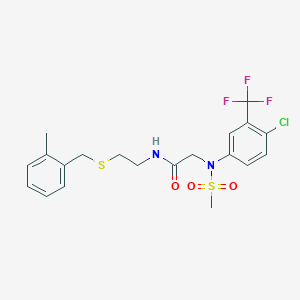 molecular formula C20H22ClF3N2O3S2 B4857816 N~2~-[4-chloro-3-(trifluoromethyl)phenyl]-N~1~-{2-[(2-methylbenzyl)thio]ethyl}-N~2~-(methylsulfonyl)glycinamide 