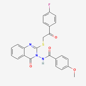 molecular formula C24H18FN3O4S B4857943 N-[2-{[2-(4-fluorophenyl)-2-oxoethyl]thio}-4-oxo-3(4H)-quinazolinyl]-4-methoxybenzamide 