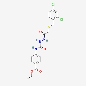 molecular formula C19H19Cl2N3O4S B4858002 ethyl 4-{[(2-{[(2,4-dichlorobenzyl)thio]acetyl}hydrazino)carbonyl]amino}benzoate 