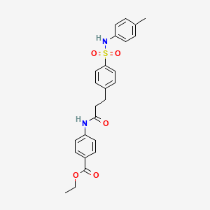 molecular formula C25H26N2O5S B4858025 ethyl 4-{[3-(4-{[(4-methylphenyl)amino]sulfonyl}phenyl)propanoyl]amino}benzoate 