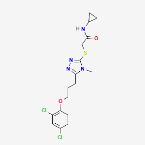 molecular formula C17H20Cl2N4O2S B4858297 N-cyclopropyl-2-({5-[3-(2,4-dichlorophenoxy)propyl]-4-methyl-4H-1,2,4-triazol-3-yl}thio)acetamide 