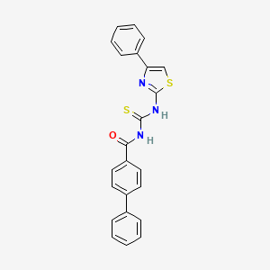 molecular formula C23H17N3OS2 B4858316 N-[(4-phenyl-1,3-thiazol-2-yl)carbamothioyl]biphenyl-4-carboxamide 