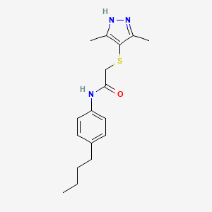 molecular formula C17H23N3OS B4858493 N-(4-butylphenyl)-2-[(3,5-dimethyl-1H-pyrazol-4-yl)thio]acetamide 