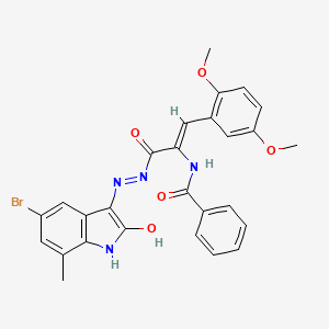 molecular formula C27H23BrN4O5 B4858520 N-[(Z)-3-[(5-bromo-2-hydroxy-7-methyl-1H-indol-3-yl)diazenyl]-1-(2,5-dimethoxyphenyl)-3-oxoprop-1-en-2-yl]benzamide 