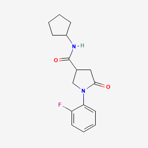 molecular formula C16H19FN2O2 B4858730 N-cyclopentyl-1-(2-fluorophenyl)-5-oxo-3-pyrrolidinecarboxamide 