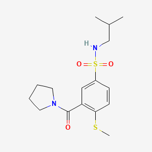 molecular formula C16H24N2O3S2 B4858738 N-isobutyl-4-(methylthio)-3-(1-pyrrolidinylcarbonyl)benzenesulfonamide 