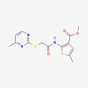molecular formula C14H15N3O3S2 B4858817 methyl 5-methyl-2-({[(4-methyl-2-pyrimidinyl)thio]acetyl}amino)-3-thiophenecarboxylate 