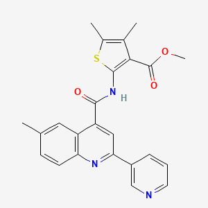 molecular formula C24H21N3O3S B4858898 METHYL 4,5-DIMETHYL-2-[6-METHYL-2-(PYRIDIN-3-YL)QUINOLINE-4-AMIDO]THIOPHENE-3-CARBOXYLATE 