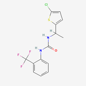 molecular formula C14H12ClF3N2OS B4858949 N-[1-(5-chloro-2-thienyl)ethyl]-N'-[2-(trifluoromethyl)phenyl]urea 