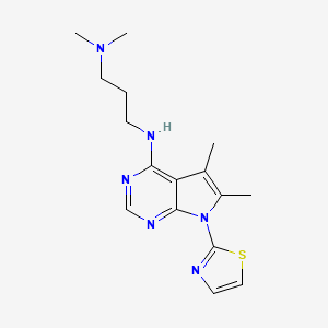 molecular formula C16H22N6S B4859010 N-[3-(DIMETHYLAMINO)PROPYL]-N-[5,6-DIMETHYL-7-(1,3-THIAZOL-2-YL)-7H-PYRROLO[2,3-D]PYRIMIDIN-4-YL]AMINE 