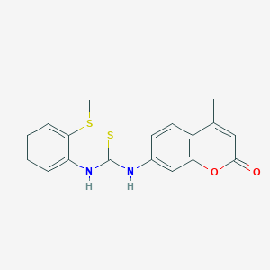 molecular formula C18H16N2O2S2 B4859150 N-(4-methyl-2-oxo-2H-chromen-7-yl)-N'-[2-(methylthio)phenyl]thiourea 
