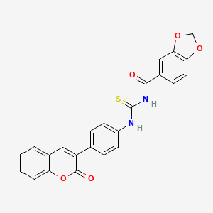 molecular formula C24H16N2O5S B4859165 N-({[4-(2-oxo-2H-chromen-3-yl)phenyl]amino}carbonothioyl)-1,3-benzodioxole-5-carboxamide 