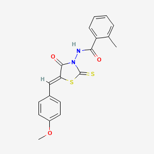 molecular formula C19H16N2O3S2 B4859315 N-[5-(4-methoxybenzylidene)-4-oxo-2-thioxo-1,3-thiazolidin-3-yl]-2-methylbenzamide 