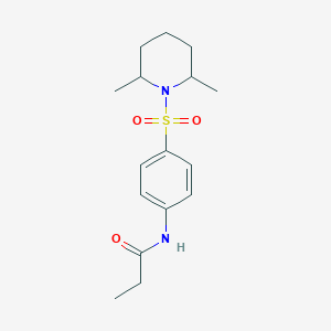 molecular formula C16H24N2O3S B4859470 N-{4-[(2,6-dimethylpiperidin-1-yl)sulfonyl]phenyl}propanamide 
