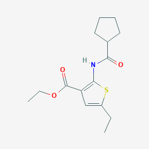 molecular formula C15H21NO3S B4859531 ethyl 2-[(cyclopentylcarbonyl)amino]-5-ethyl-3-thiophenecarboxylate 