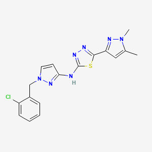 molecular formula C17H16ClN7S B4859619 N-[1-(2-CHLOROBENZYL)-1H-PYRAZOL-3-YL]-N-[5-(1,5-DIMETHYL-1H-PYRAZOL-3-YL)-1,3,4-THIADIAZOL-2-YL]AMINE 