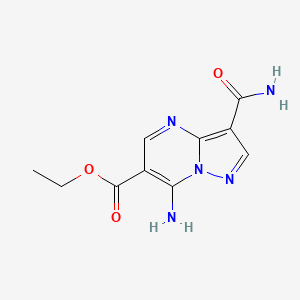 molecular formula C10H11N5O3 B4859656 Ethyl 7-amino-3-carbamoylpyrazolo[1,5-a]pyrimidine-6-carboxylate 
