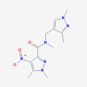 molecular formula C13H18N6O3 B4859741 N-[(1,3-dimethyl-1H-pyrazol-4-yl)methyl]-N,1,5-trimethyl-4-nitro-1H-pyrazole-3-carboxamide 