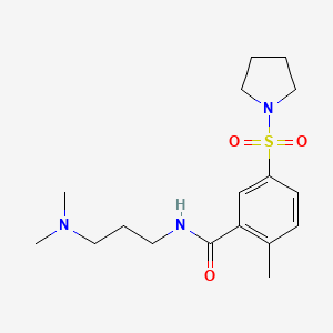 molecular formula C17H27N3O3S B4859786 N-[3-(dimethylamino)propyl]-2-methyl-5-(1-pyrrolidinylsulfonyl)benzamide 