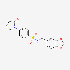 molecular formula C18H18N2O5S B4860034 N-(1,3-benzodioxol-5-ylmethyl)-4-(2-oxo-1-pyrrolidinyl)benzenesulfonamide 