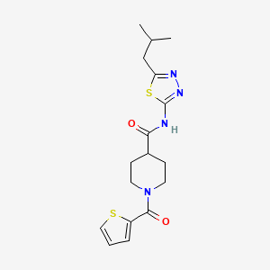 molecular formula C17H22N4O2S2 B4860106 N-[5-(2-methylpropyl)-1,3,4-thiadiazol-2-yl]-1-(thiophene-2-carbonyl)piperidine-4-carboxamide 